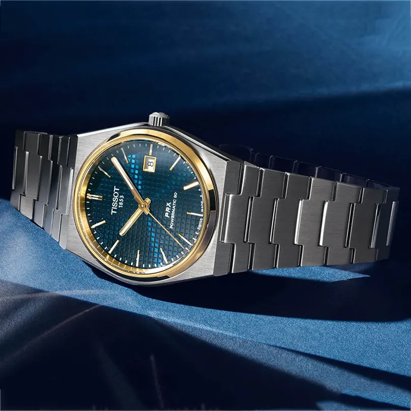 Tissot PRX Swiss Powermatic 80 18K Gold Bezel Men's Watch- T931.407.41.041.00